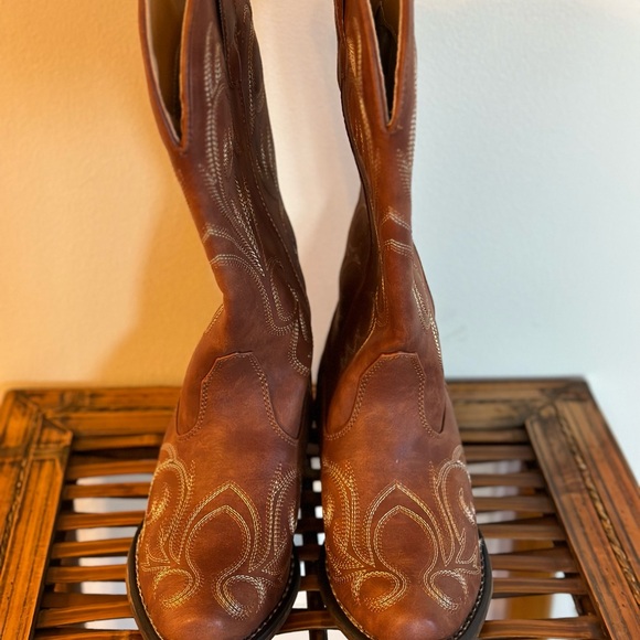 Cowboy Boots Roper Riley Scroll Embroidery Snip Toe Womens Brown Size 5 - Picture 4 of 6